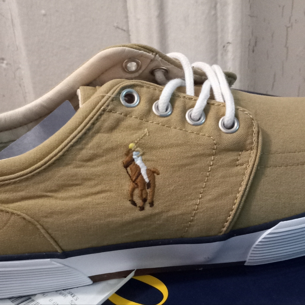 Polo Ralph Lauren Mens Faxon Low - Sk-Vlc. Beige Washed Canvas.